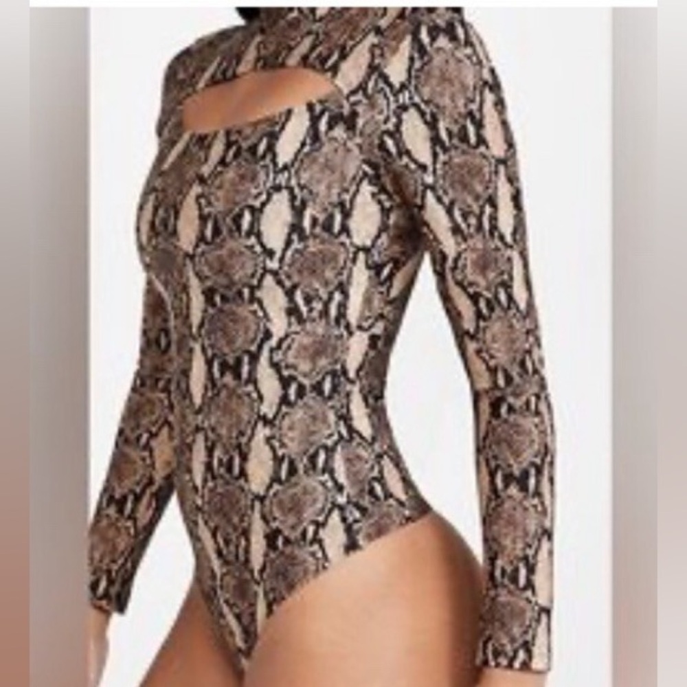 A.L.C. x Bandier Python Snake Skin Mock Neck Bodysuit Long Sleeve - Picture 3 of 3